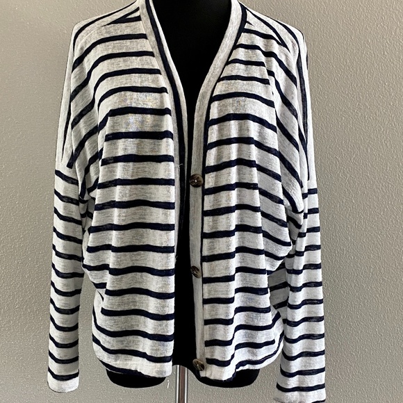 Maurices Stripe Cardigan, Lightweight, Navy, M, EUC - Picture 1 of 7